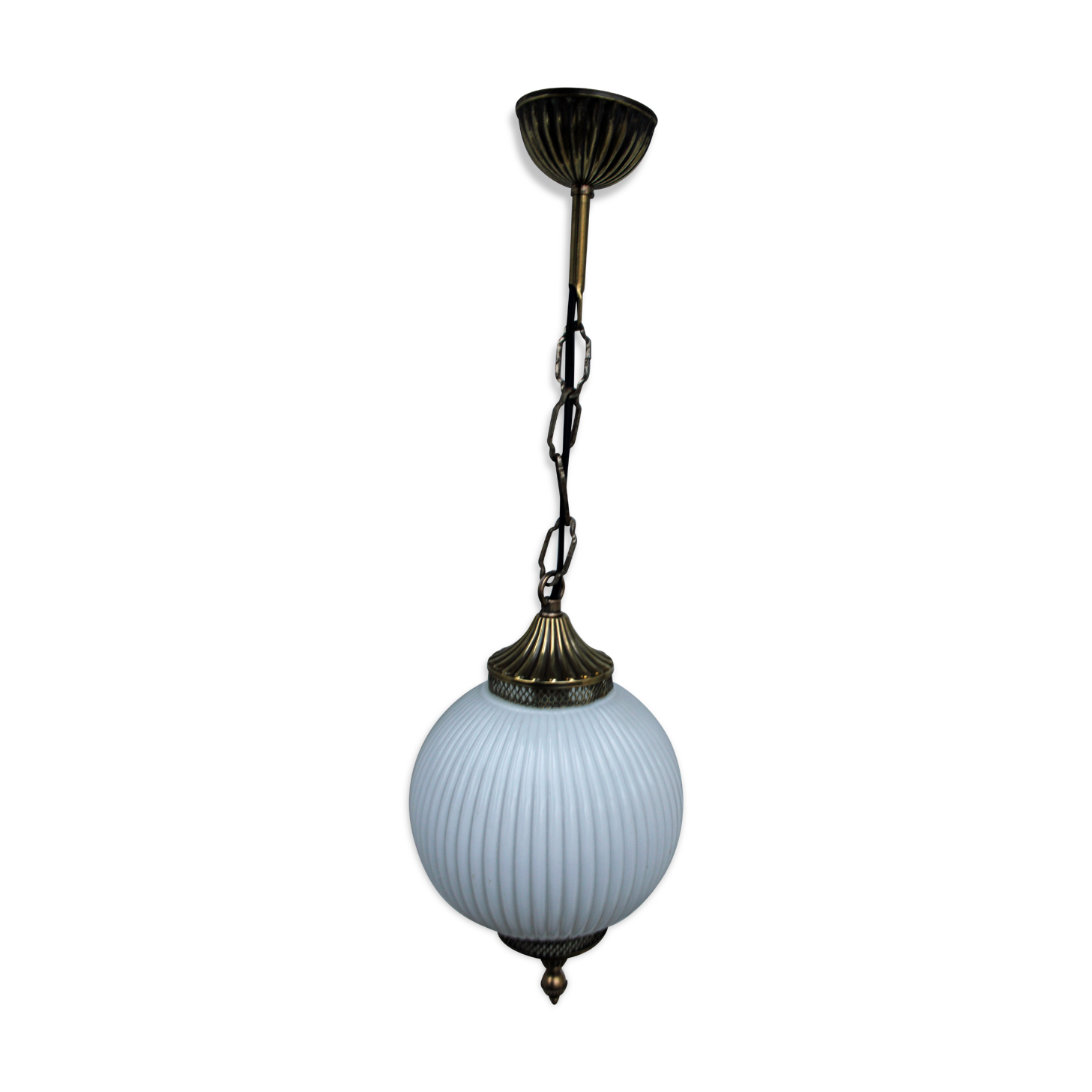 Italian brass and opaline hanging