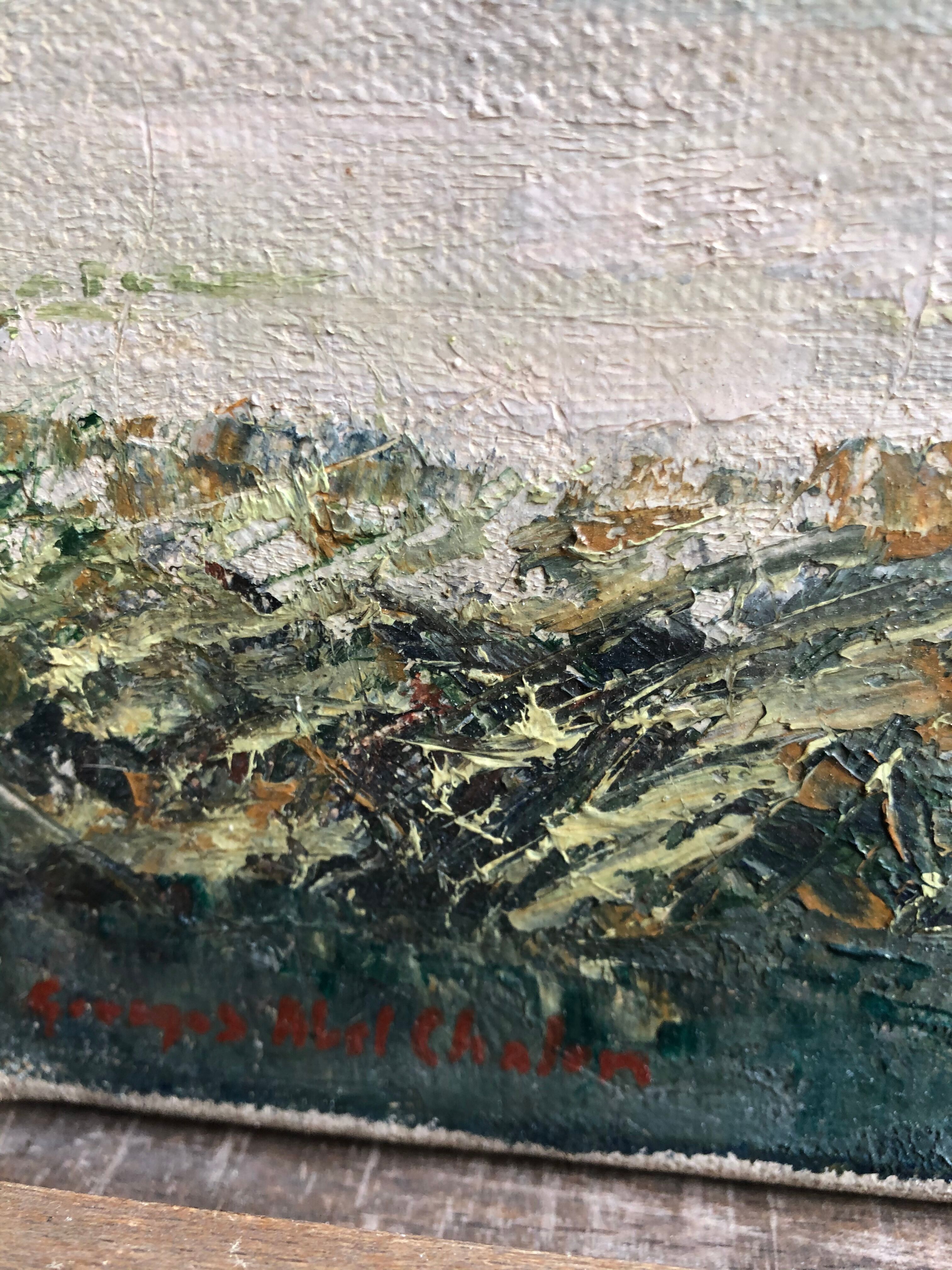 Oil on canvas landscape at Low Tide