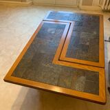 Oak and slate coffee table