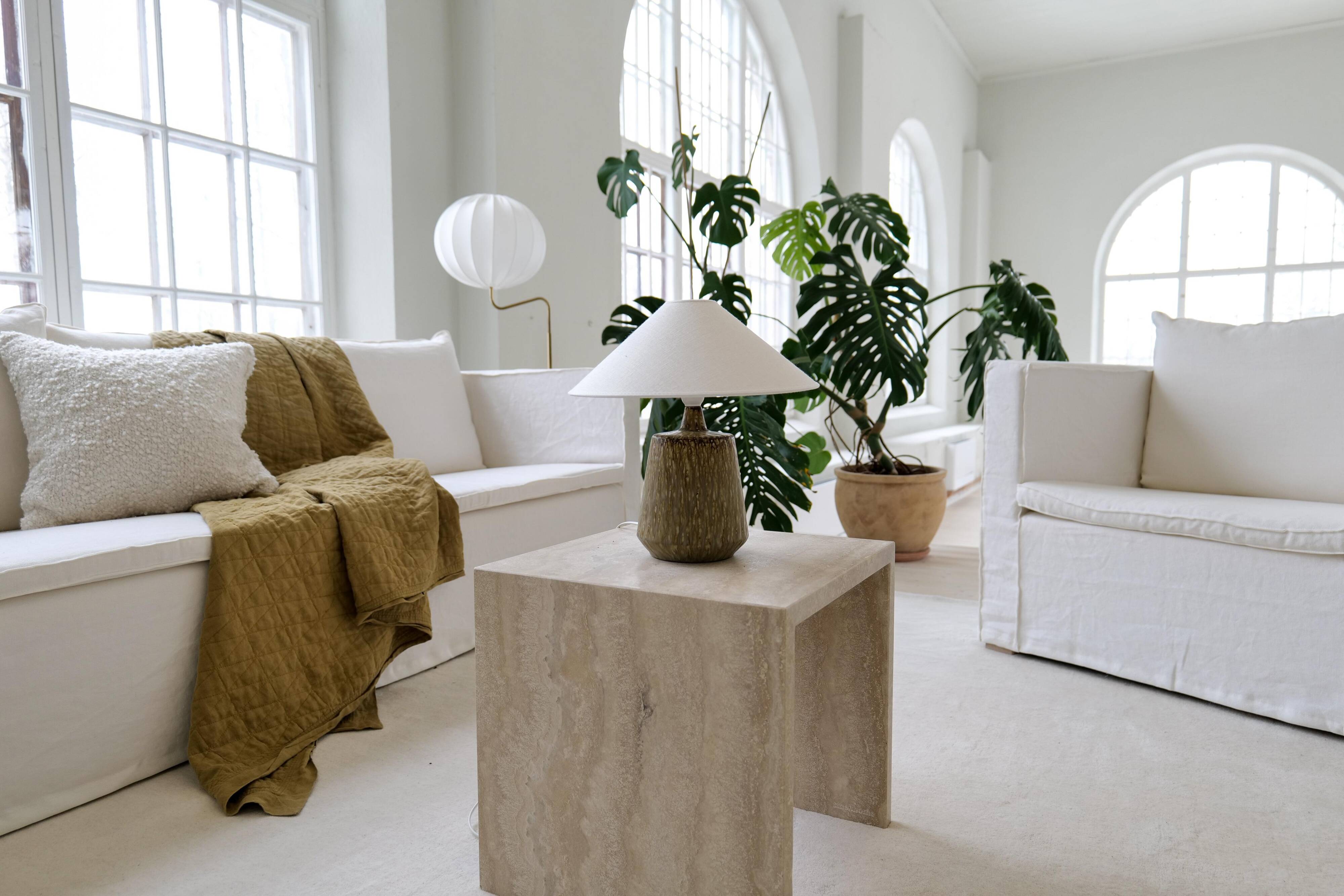 Mid-century ceramic table lamp in earth tones by Gunnar Nylund, Rörstrand, Sweden.