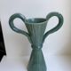 Vase avec anse en céramique poterie signé bleu céladon années 70