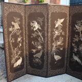 Japanese screen embroidered golden threads