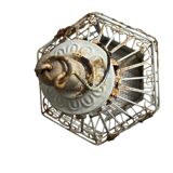 Vintage hexagonal metal birdcage from around 1940.