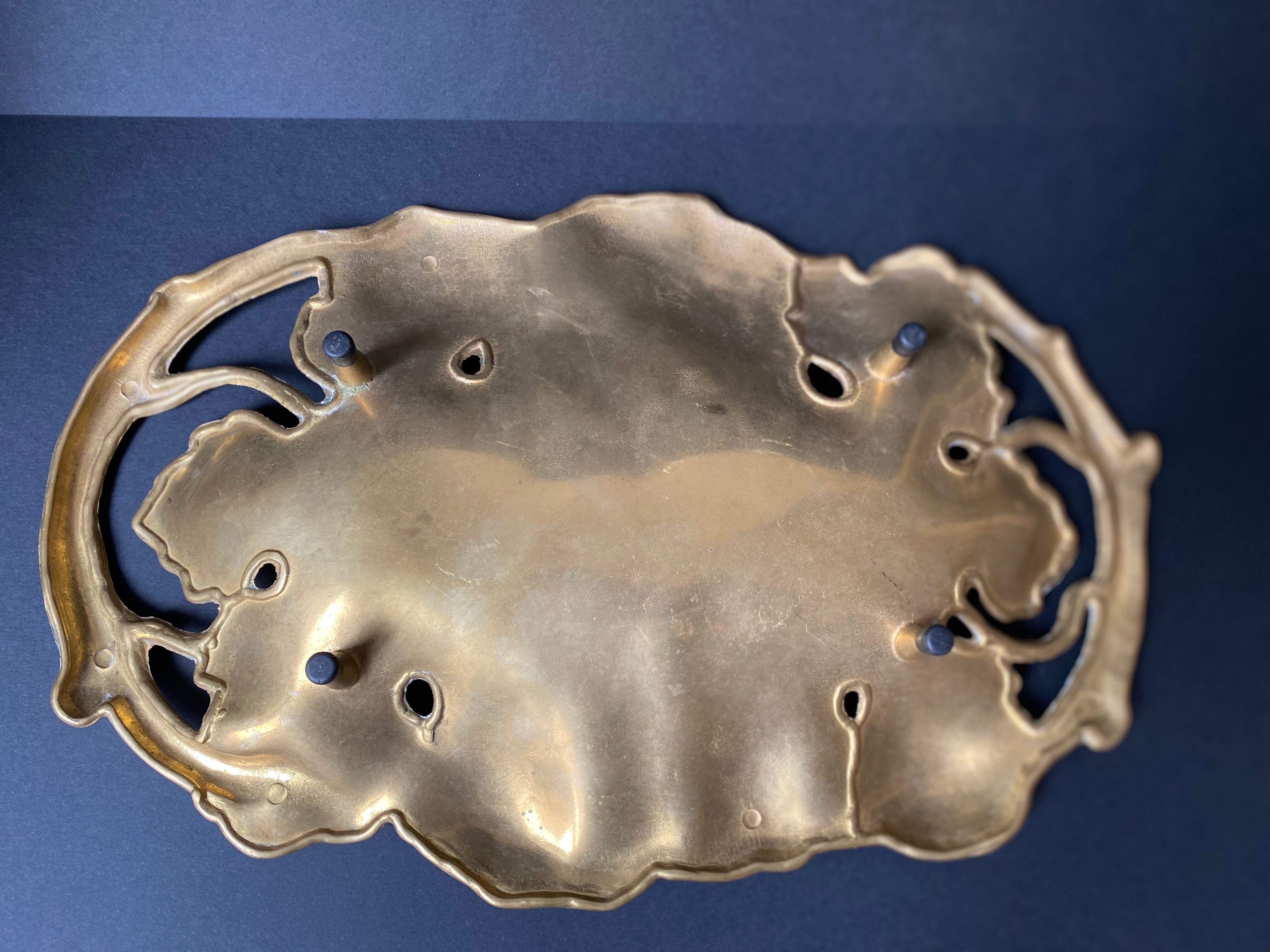 Bronze pocket trays vintage art nouveau vine leaves