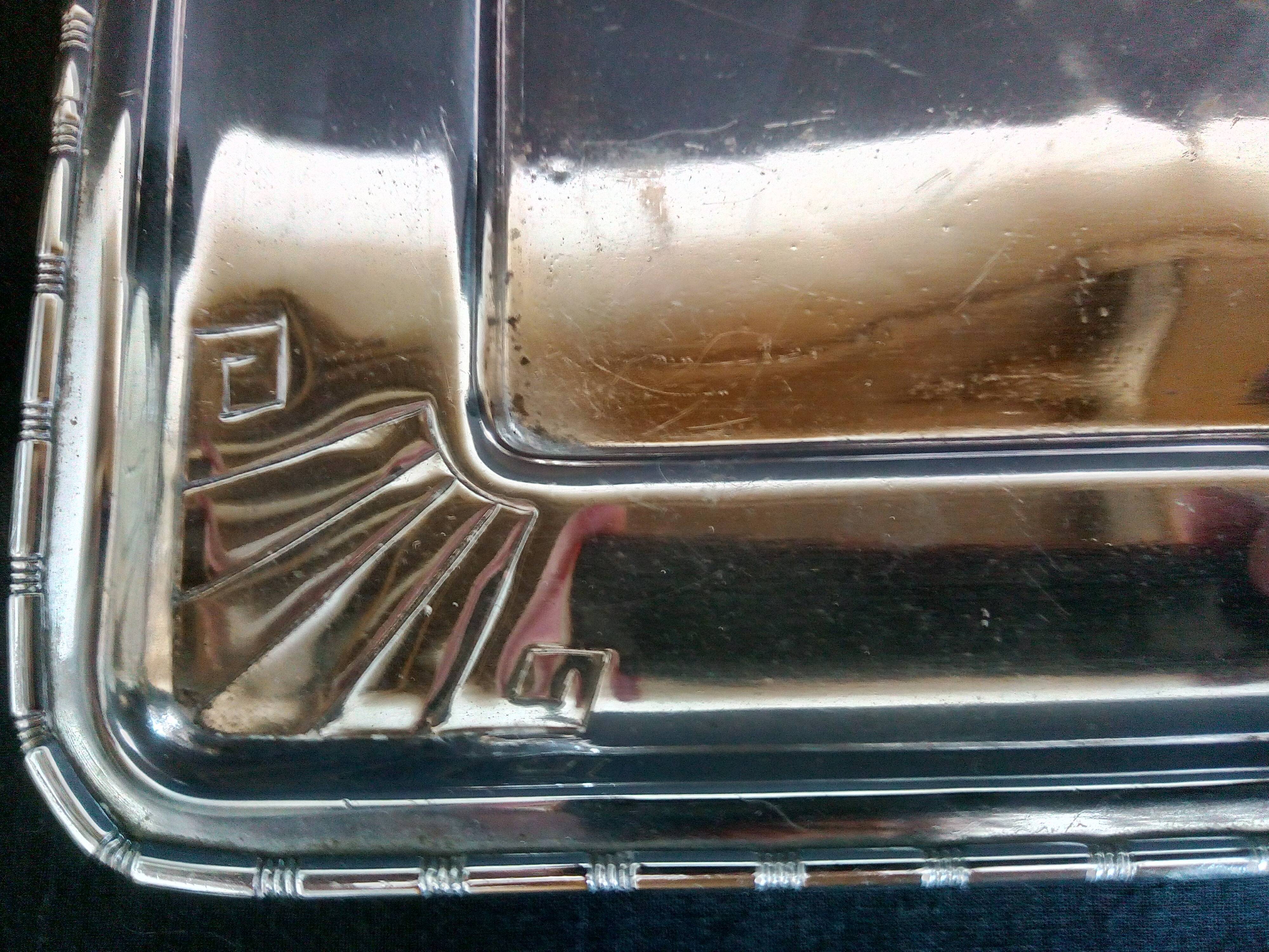 Art Deco cookie jar in chrome metal and glass