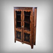 Showcase in precious wood marquetry, Louis XV Transition style.