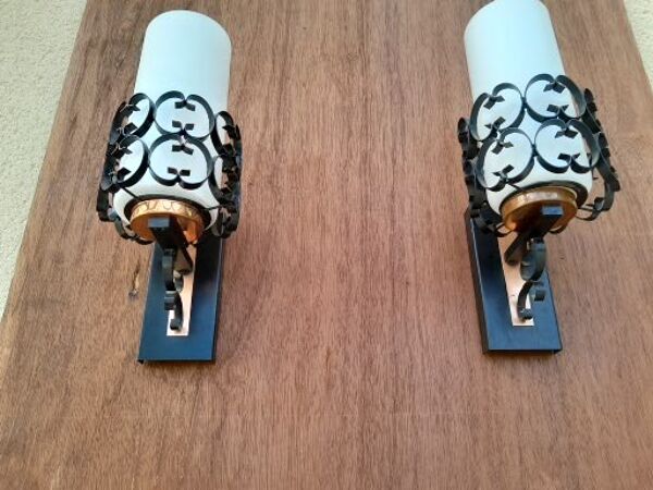 Paire d'appliques fer forgé vintage