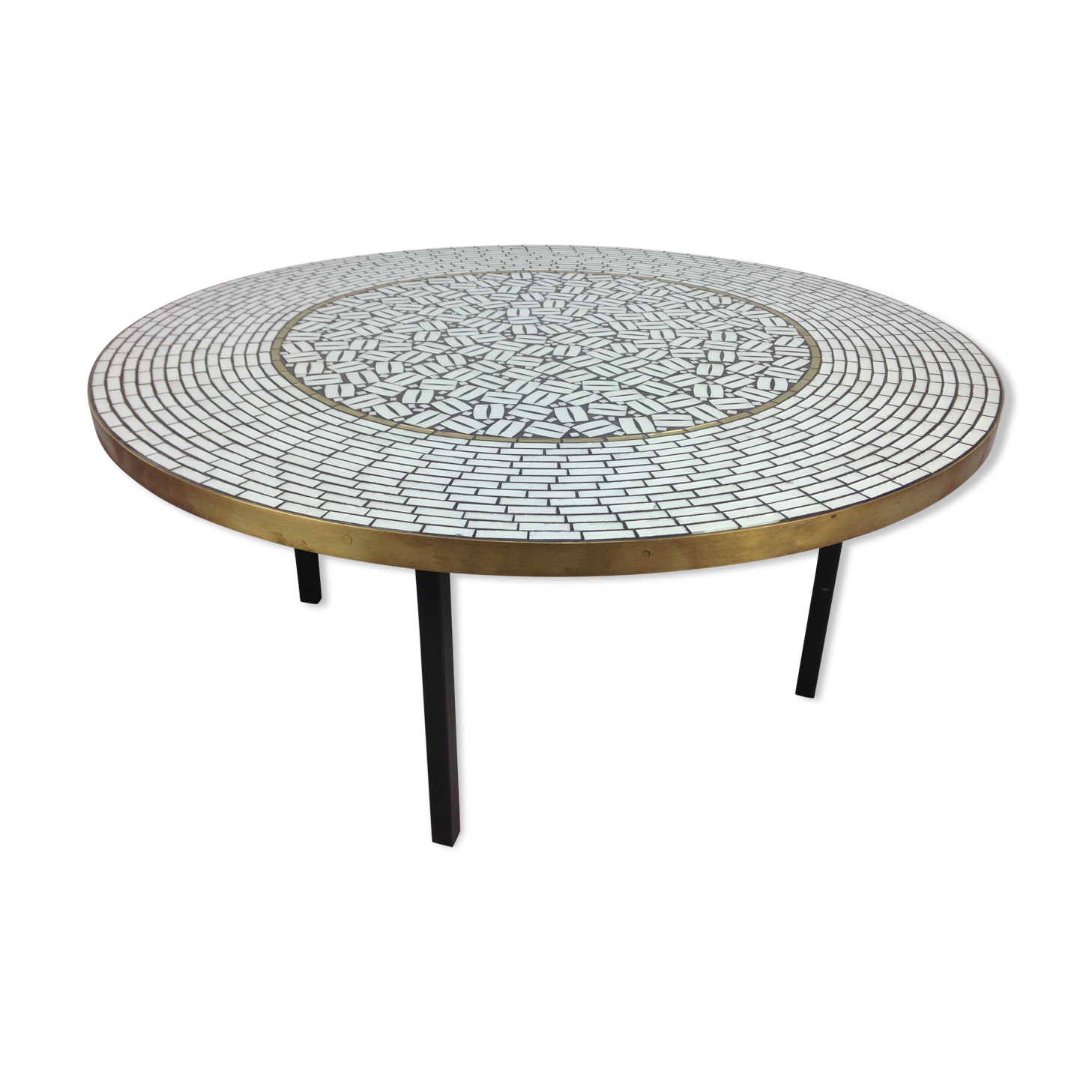 Large Round Mosaic Coffee Table by Berthold Muller, 1950s