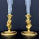 Paire de vases cornets en cristal taillé et bronze doré, de style Empi