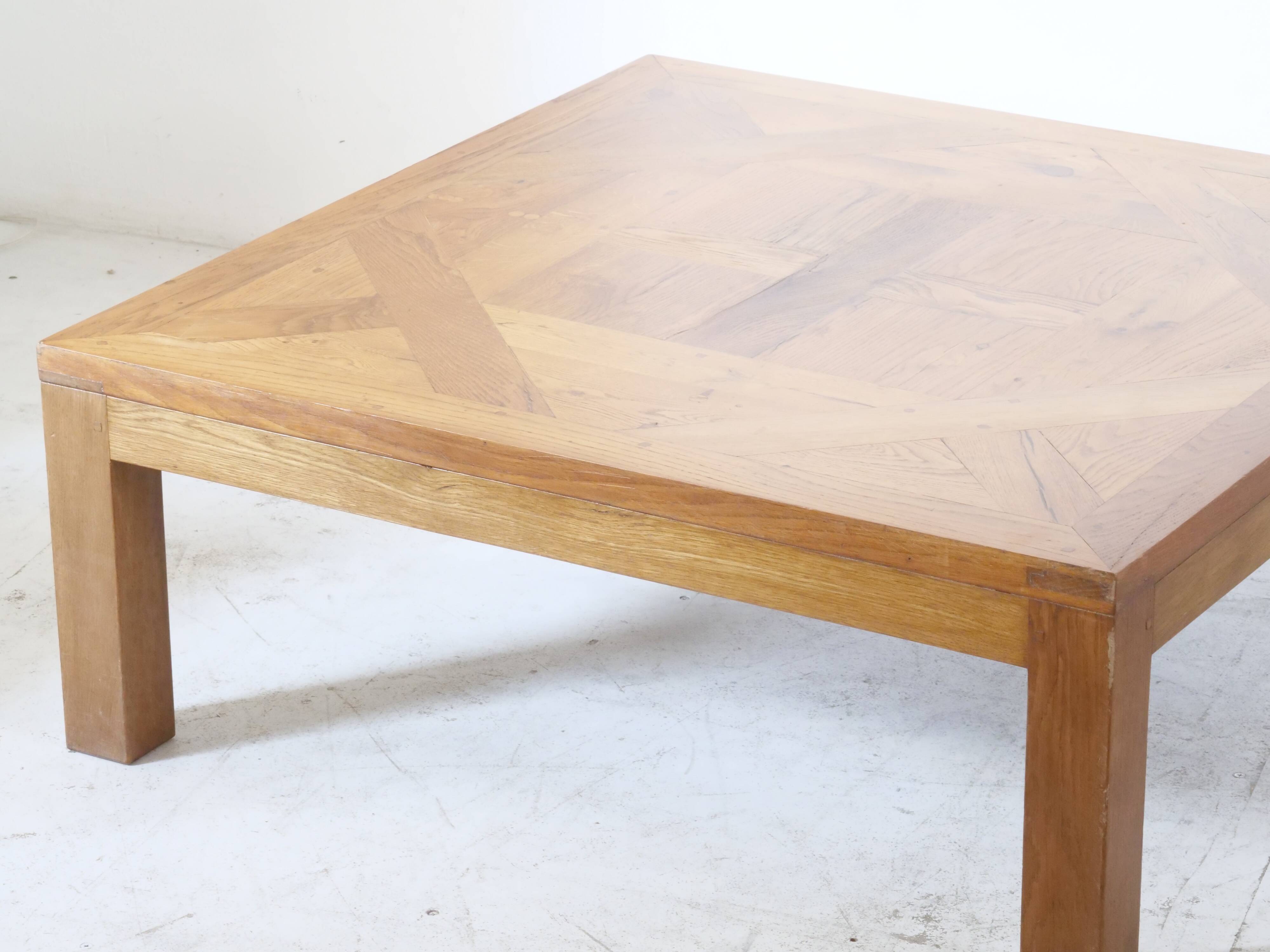 solid oak coffee table Aremberg parquet pattern from the 19th century