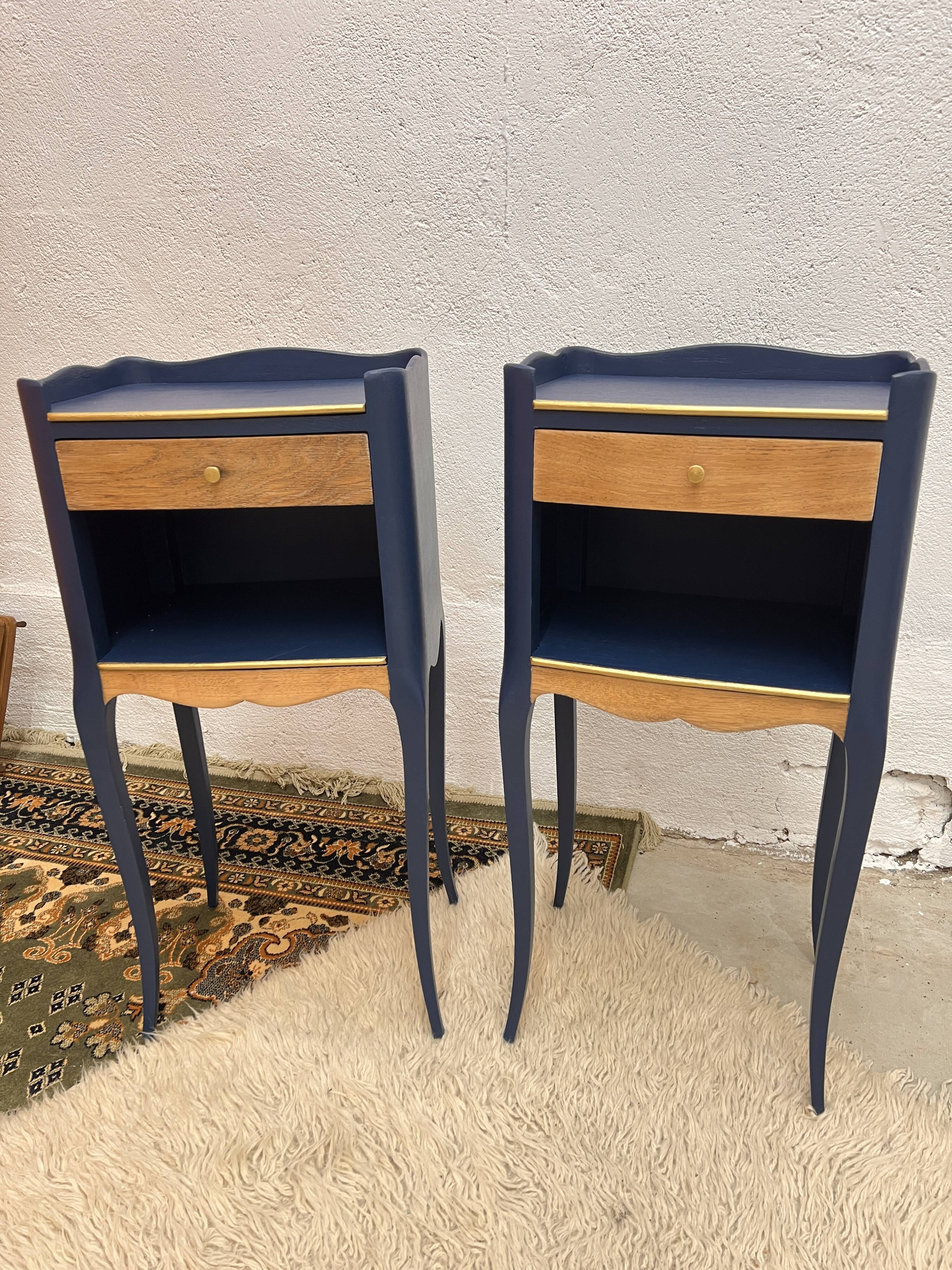 Pair of vintage oak bedside tables
