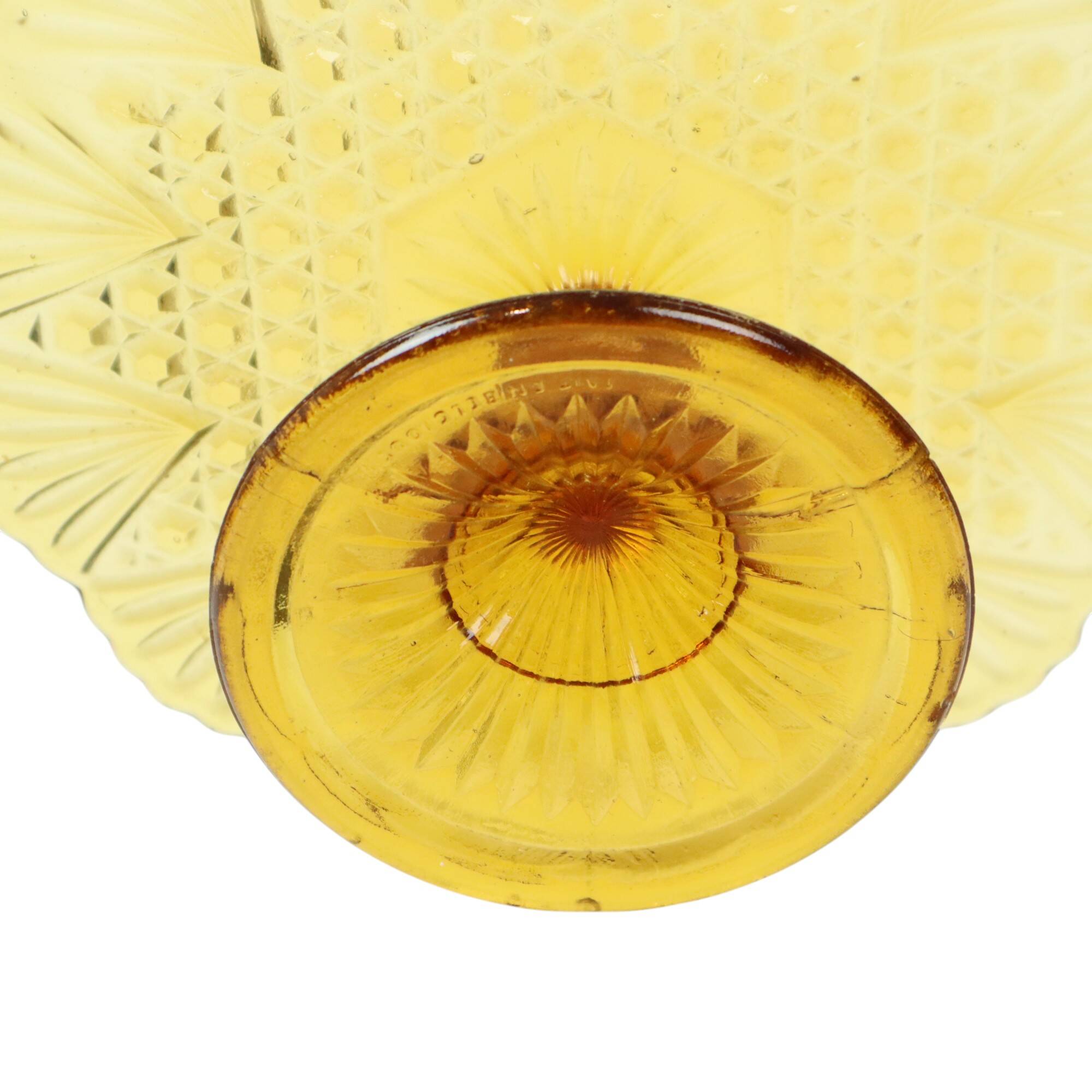Art Deco Amber Cake Stand Depression Glass 31cm