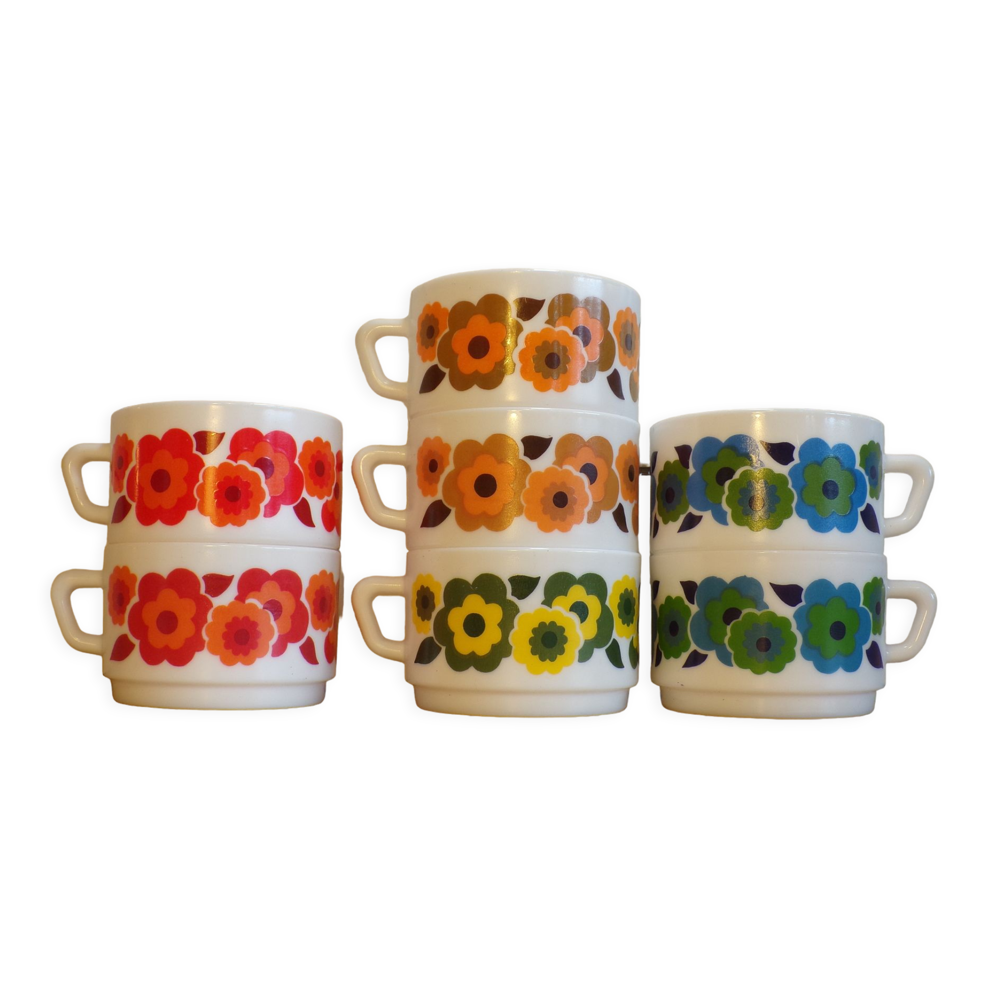 7 Arcopal lotus cups