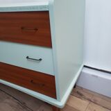 Vintage wood and blue chest of drawers