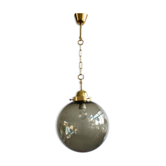 Vintage Glass Metal Pendant by Osvětlovací Sklo Czechoslovakia, 1960s