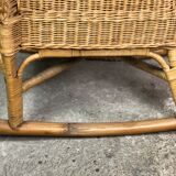 Rocking chair in rattan and bamboo rocker 1980