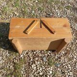 Worker seamstress box in patinated solid wood
