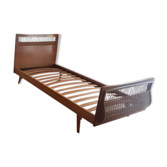 Single bed wood and rattan