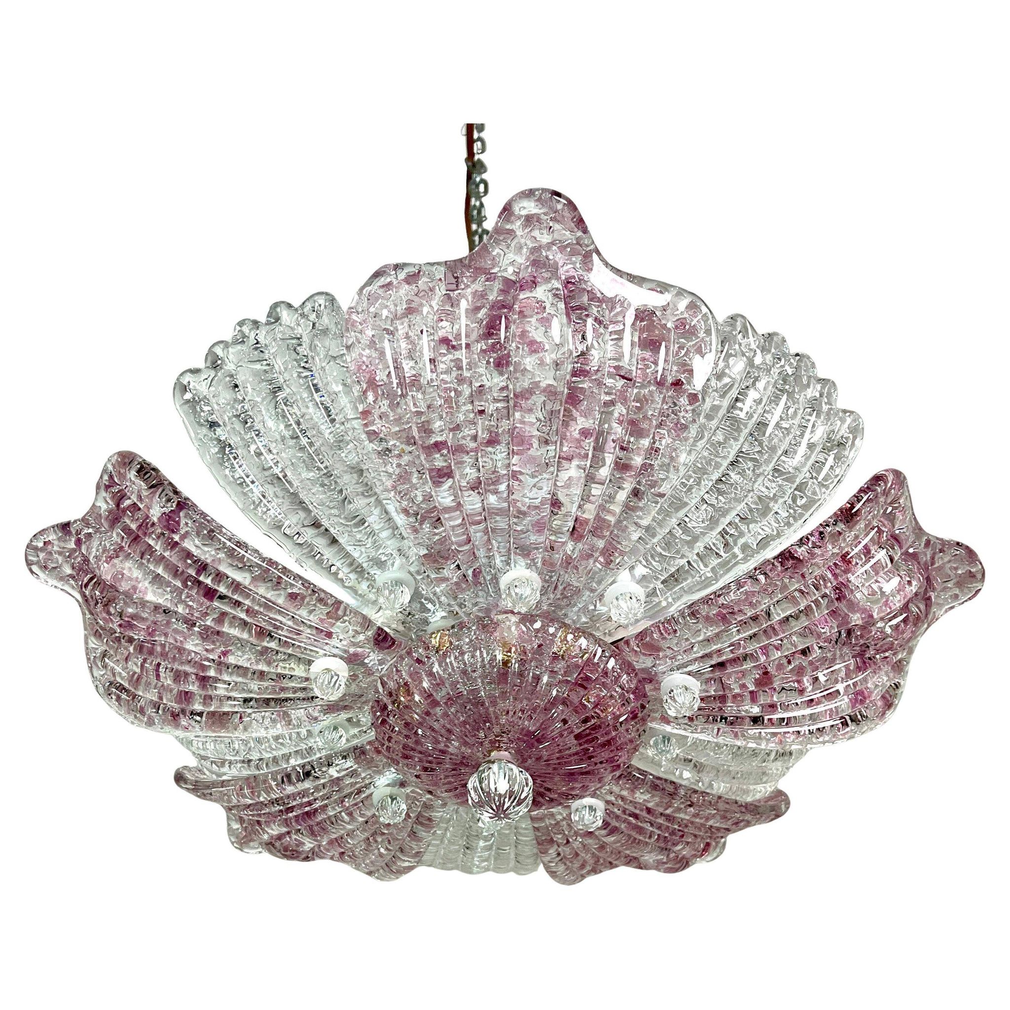 Plafonnier vintage en verre de Murano rose