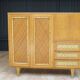 Armoire secrétaire enfant Années 60 bois et rotin pieds compas