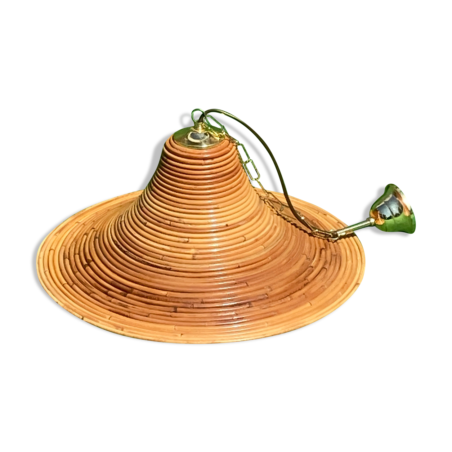 Suspension en osier en rotin, Italie années 1960-1970