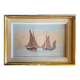 Tableau HSP "Marine aux voiliers" signée + cadre vers 1950