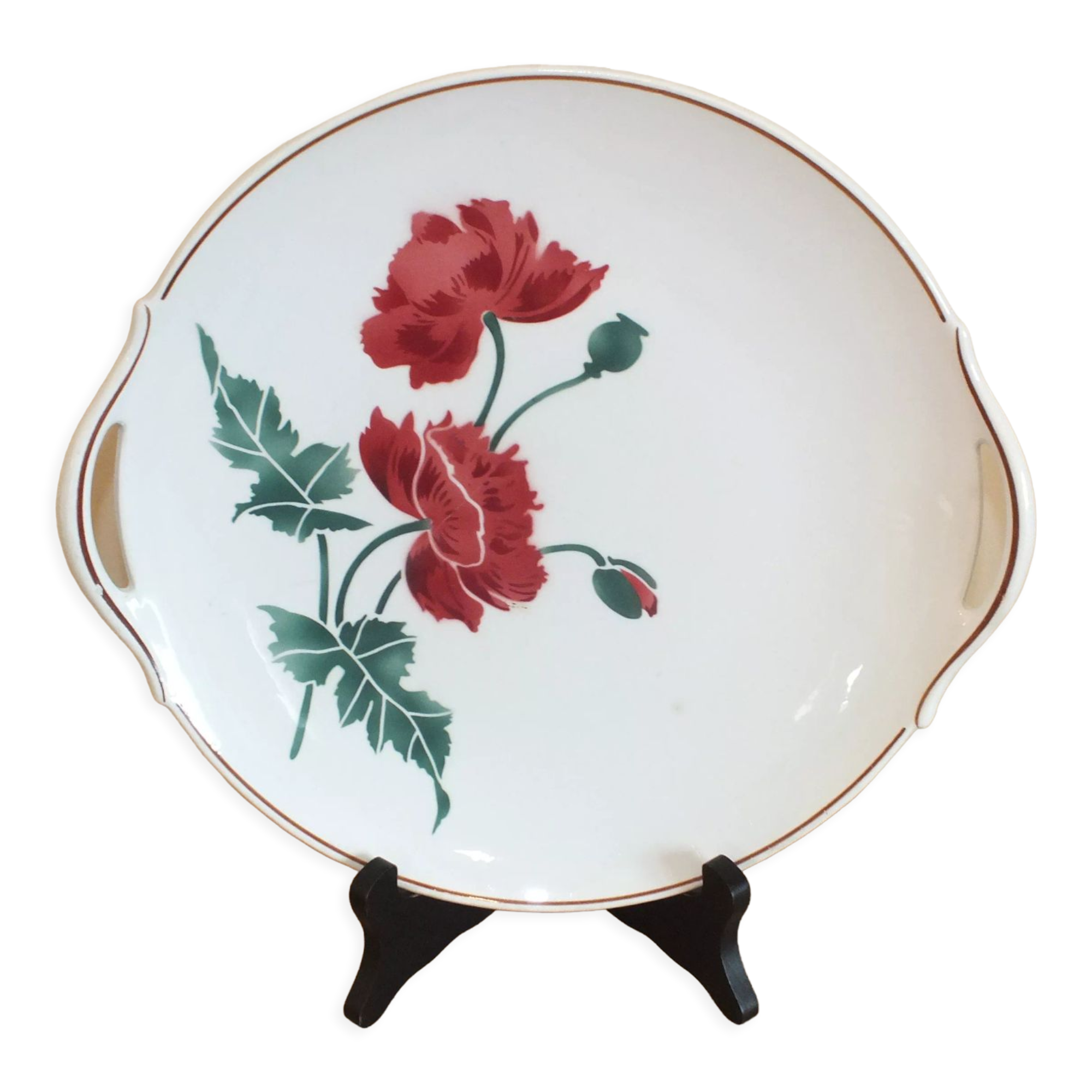 Vintage pie dish HBCM Creil Montereau décor Luxeuil