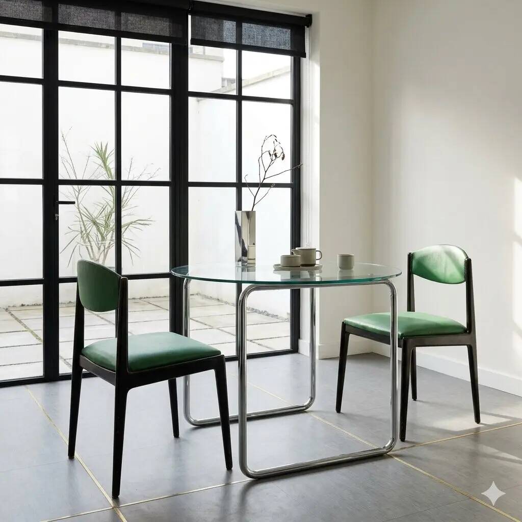 Vintage 1960s ebony wood chairs, foam padding, fabric.