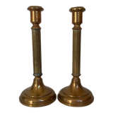Pair of old brass candle holders