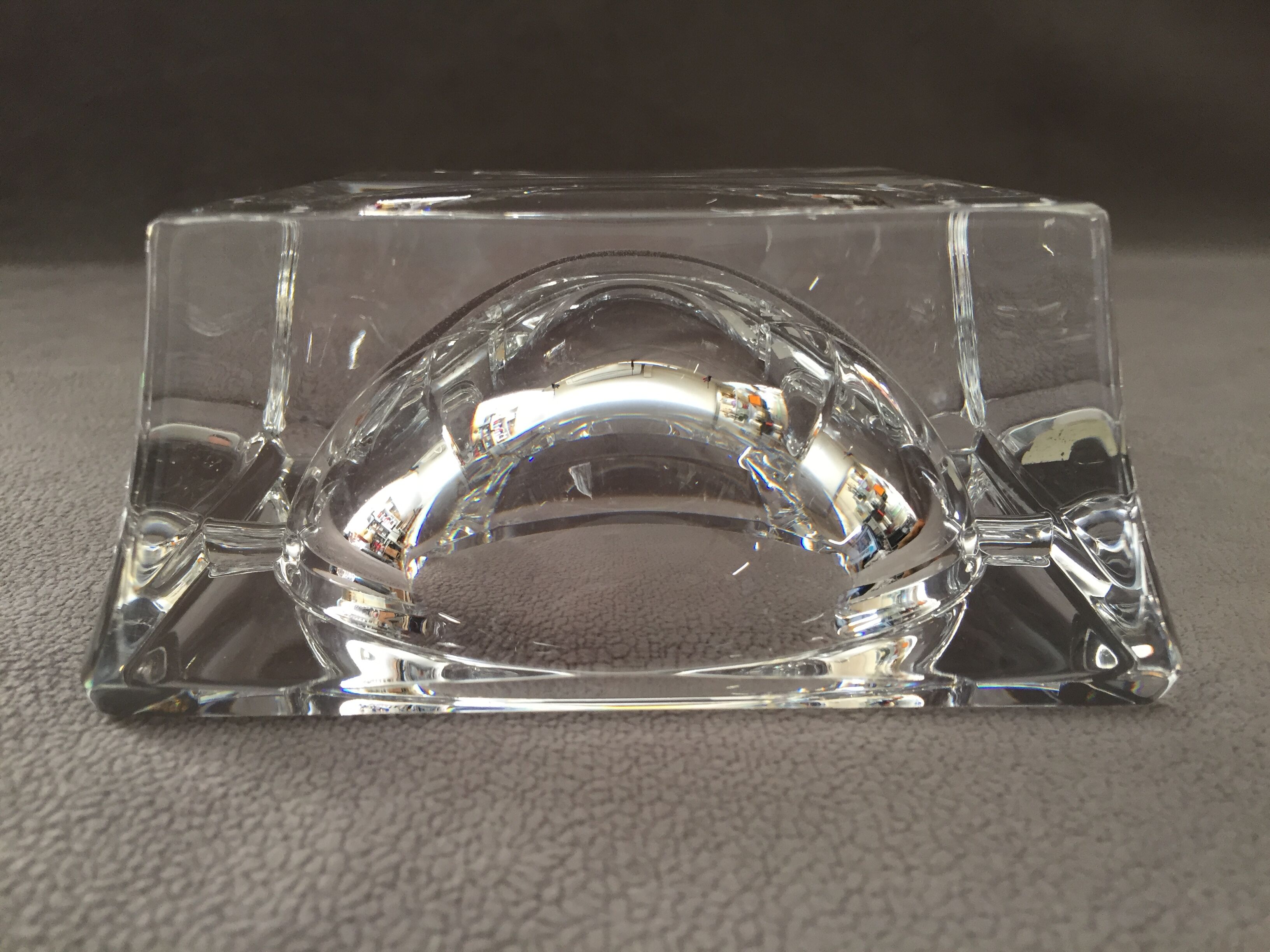 Solid crystal ashtray modernist design handmade art