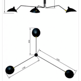 Ceiling light Serge Mouille 3 branches, Serge Mouille edition