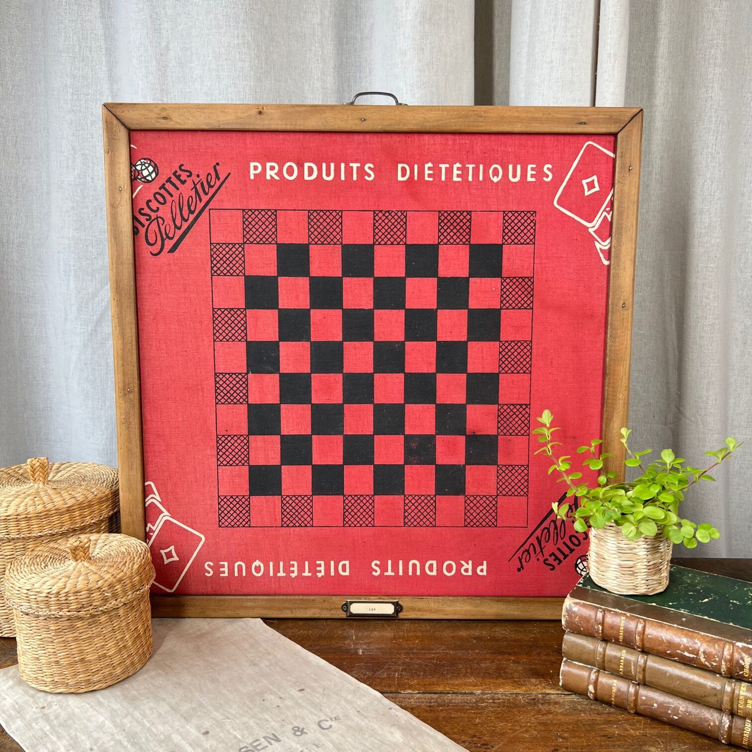 Vintage checkers and chess game board