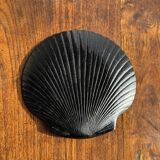 Pair of vintage black glass shell dishes D32 and D26