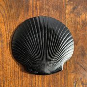 Pair of vintage black glass shell dishes D32 and D26