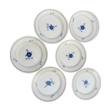Lot of 6 flat plates in blueberry decor