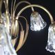 Art Deco Murano Glass and Brass Chandelier, 6 light, 1950