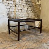 Table basse en bambou des années 70 avec porte revue intégré