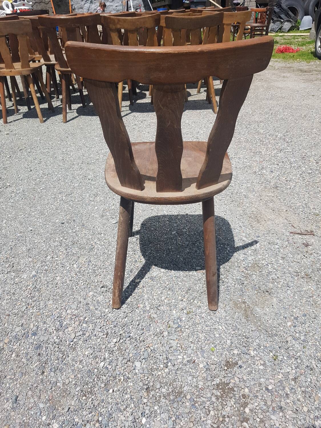 Old bistro chairs in solid oak wood