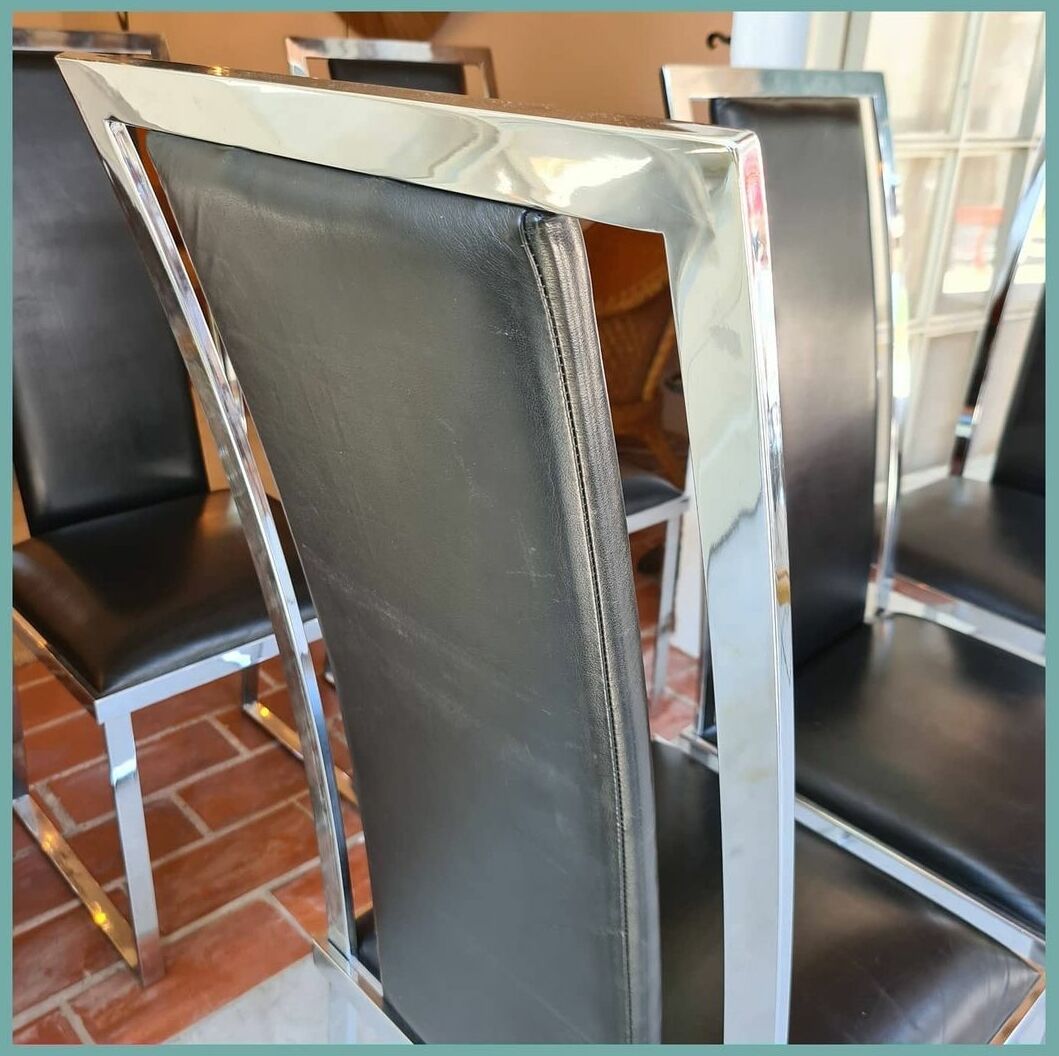 6 leather and chrome chairs