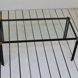 Table basse métal et verre 1970