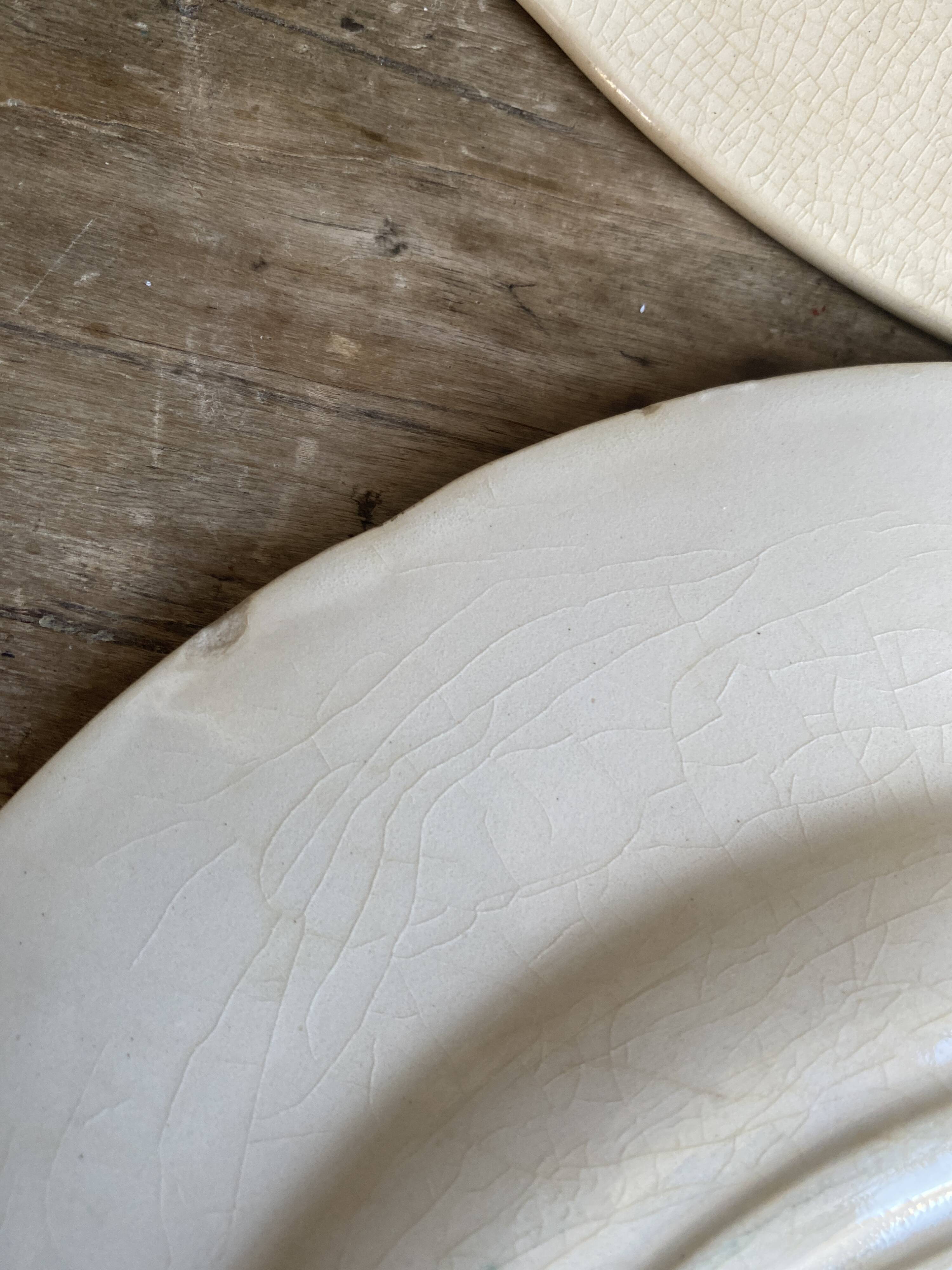 Set of 5 antique Gien plates – Fleur de Lys pattern – Ironstone