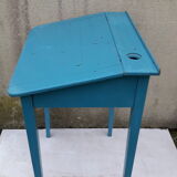 Blue schoolboy desk with ink out slot
