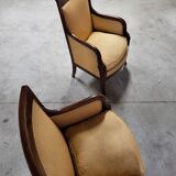 For sale pair of Bergère armchairs from the early 19th century in mahogany