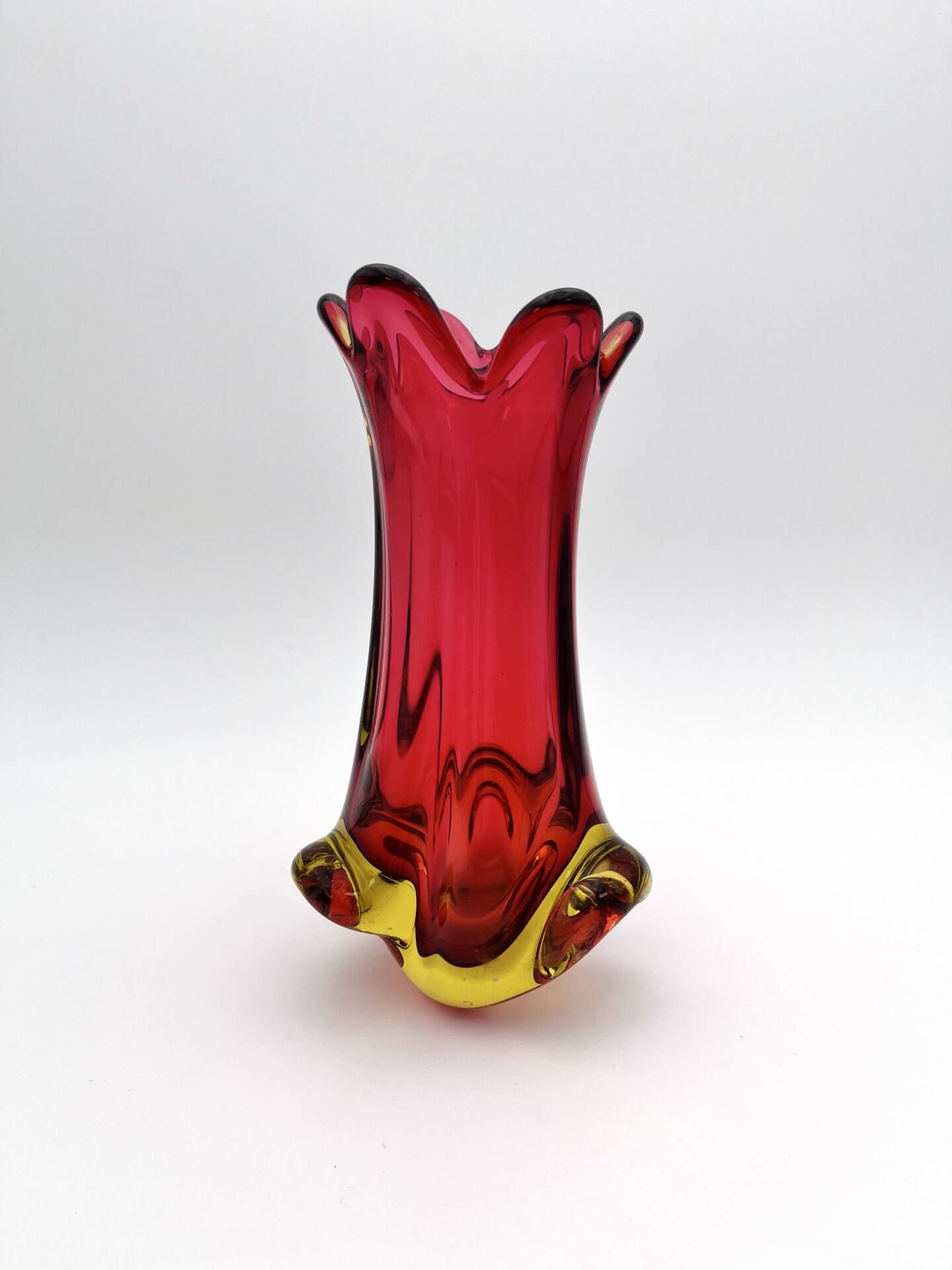Murano Vase Organic Red Yellow 21cm 1.1kg