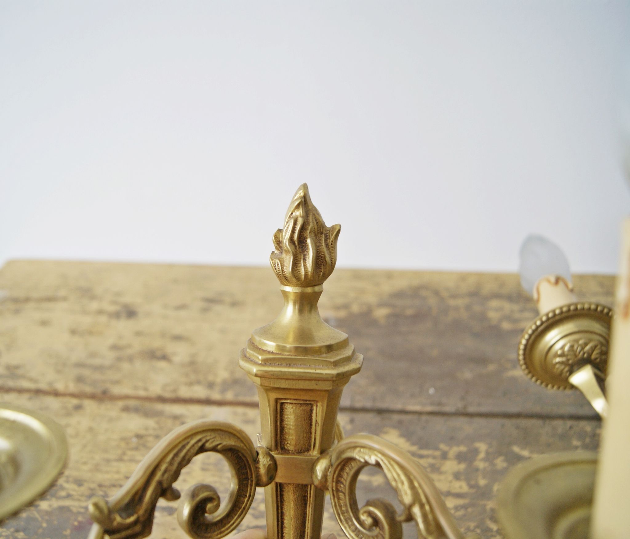 Sconces midcentury, pair of French wall sconces brass bronze