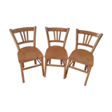 Trio of bistro chairs in beech 50s