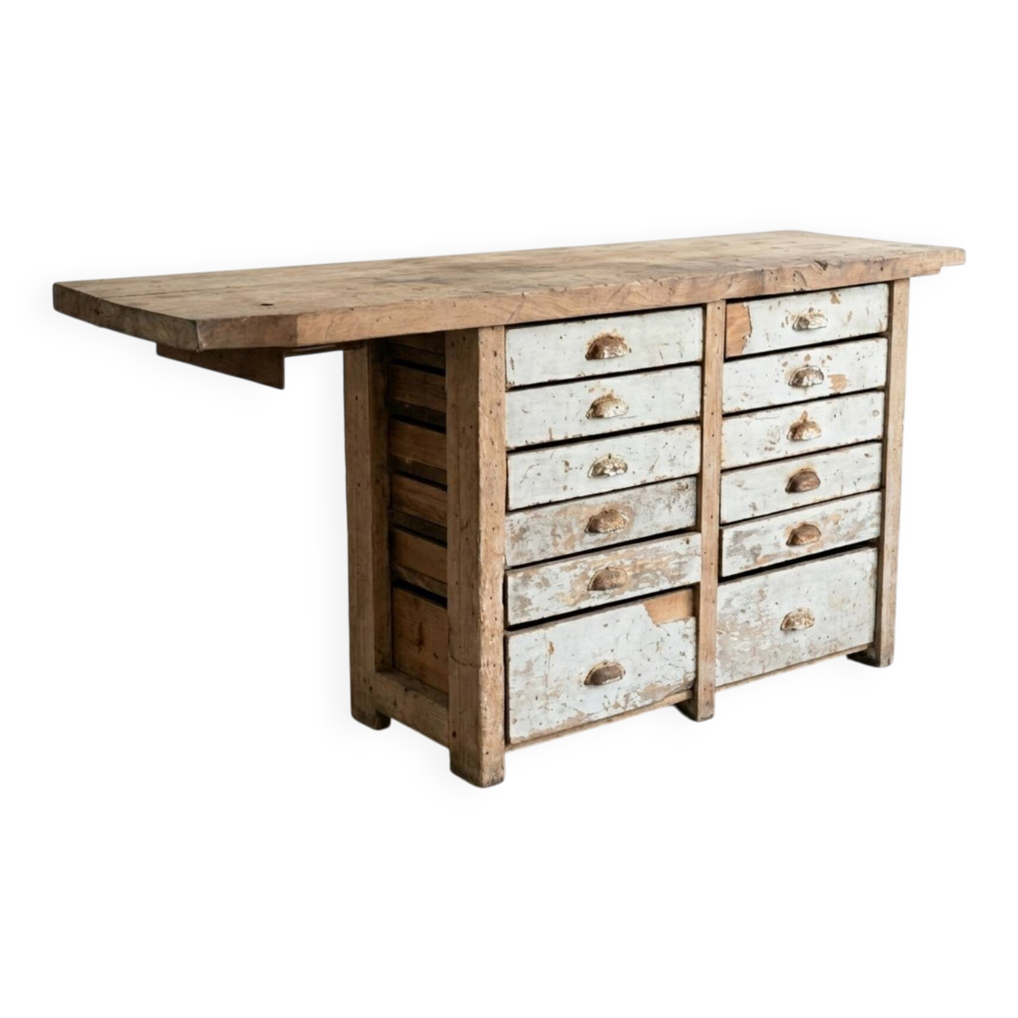 Authentic Craftsman's Counter / Vintage Workbench with Drawers - Solid Wood