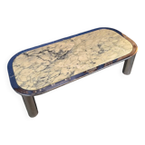 Italian design coffee table from the 70s, marble and chrome