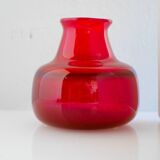 Scandinavian Mid-Century Modern Red Glass Vase by Erik Höglund