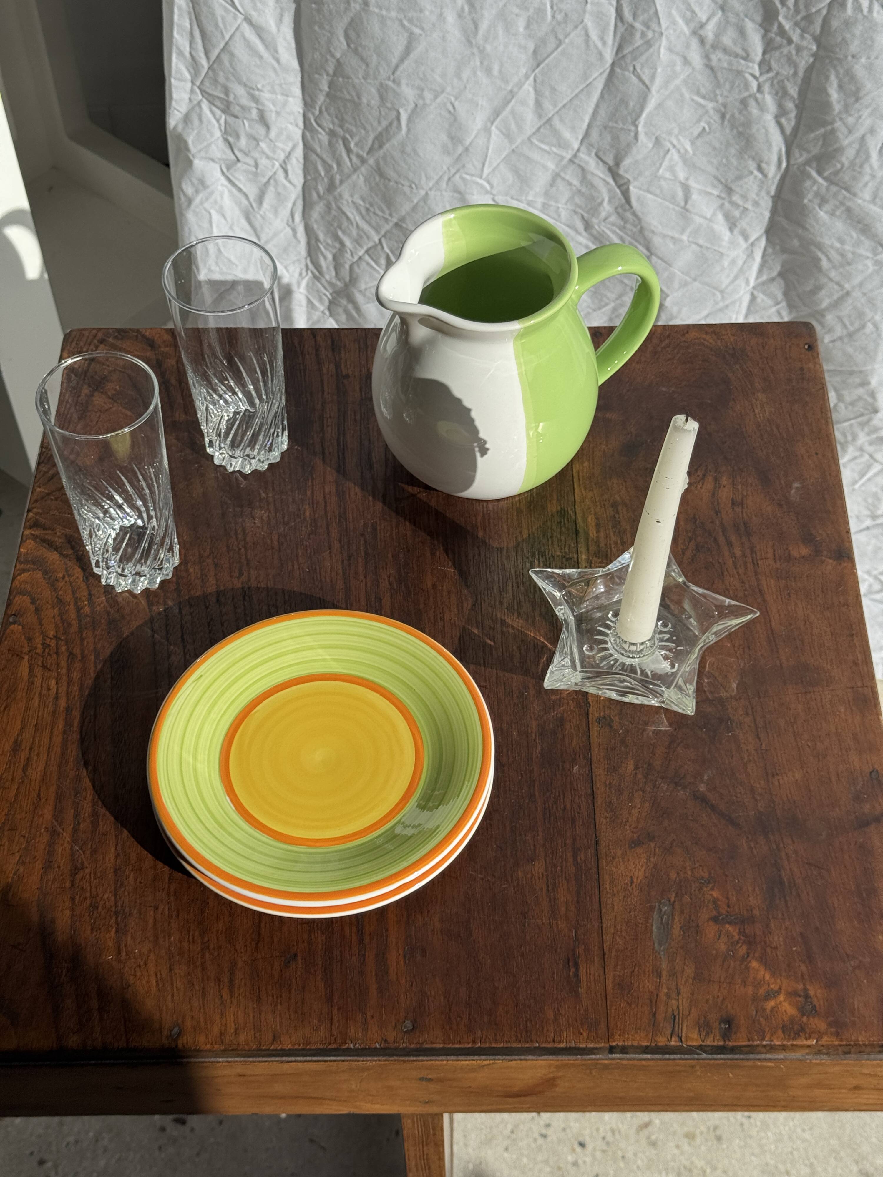 Vintage glass star candle holder D13